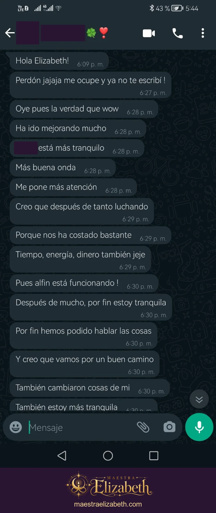 Conversación sobre comunicación y cercanía; conversación con datos personales protegidos.