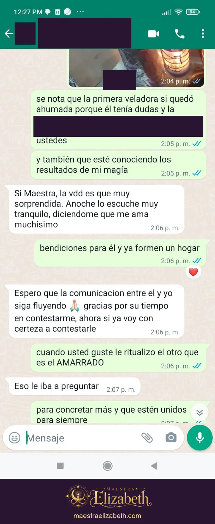 Mensaje de agradecimiento por el tiempo dedicado; conversación con datos personales protegidos.
